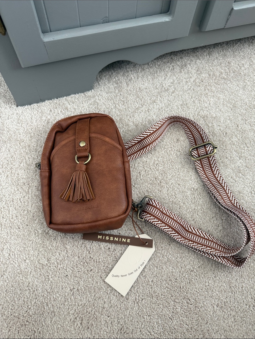 MissNine Brown Crossbody Bag with Tassel